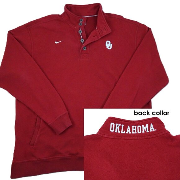 Nike University Oklahoma Henley Sweatshirt XXL Boomer Sooners Embroidered Pocket - Picture 1 of 12